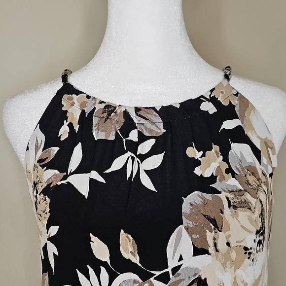 White House Black Market Floral Metallic Hardware Straps Sleeveless Medium - Picture 3 of 10